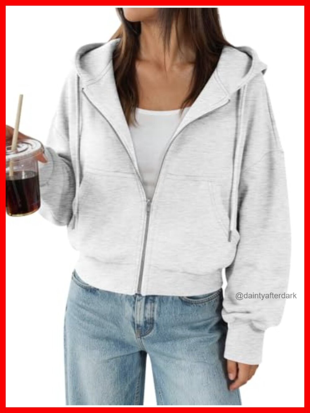 Cropped Zip Up Hoodie Womens Fleece Lined Sweatshirt Casual Fall Layering